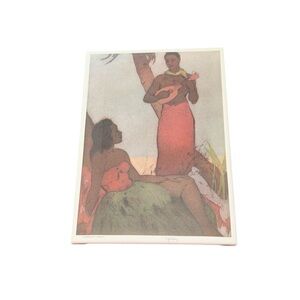 NEW John Kelly Hawaiin Night Vintage Art Print Red/Green Tropical Tones 12X8.5”